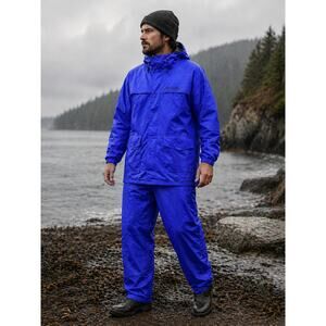 Columbia Men’s XL Purple Waterproof Rain Suit Jacket Pants Rubber PVC Outdoor